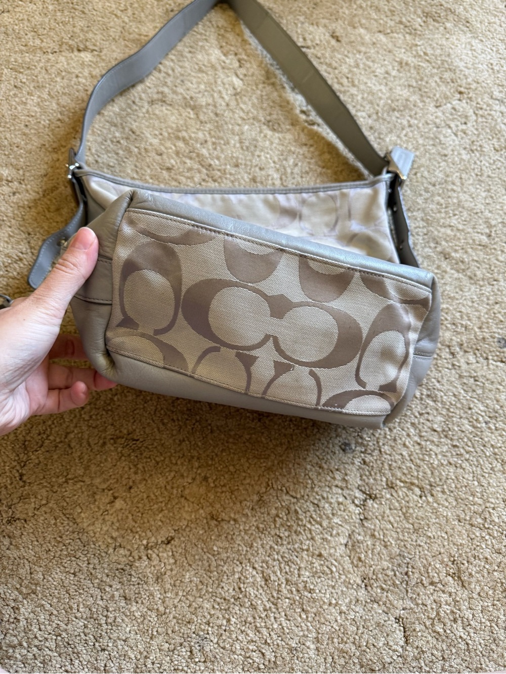 Coach Gray Signature Crossbody Hobo Bag - Picture 3 of 9